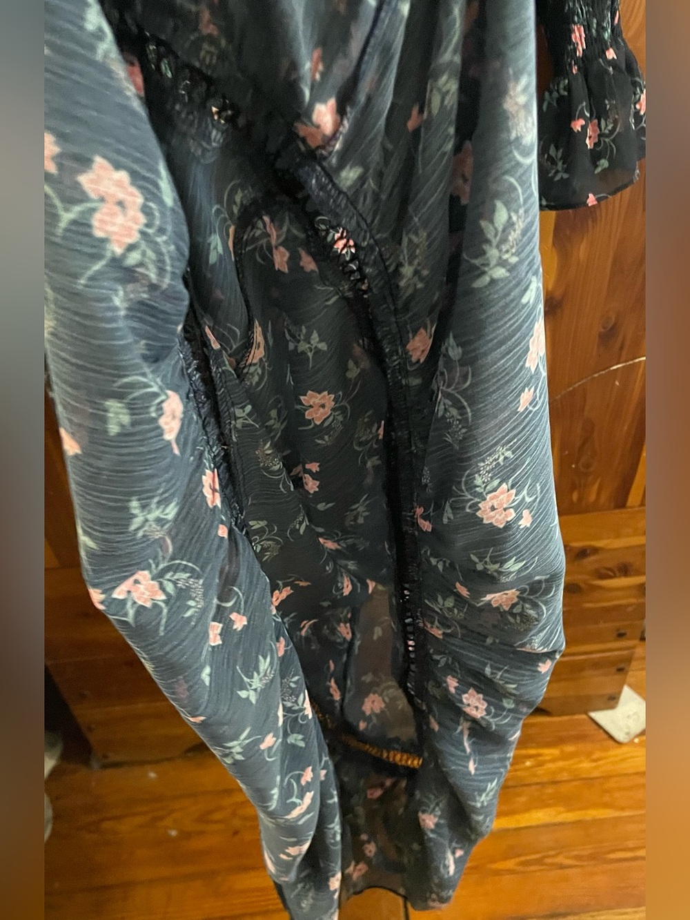 Vintage English Factory Black Floral Long-Sleeve Maxi Dress - Picture 9 of 13